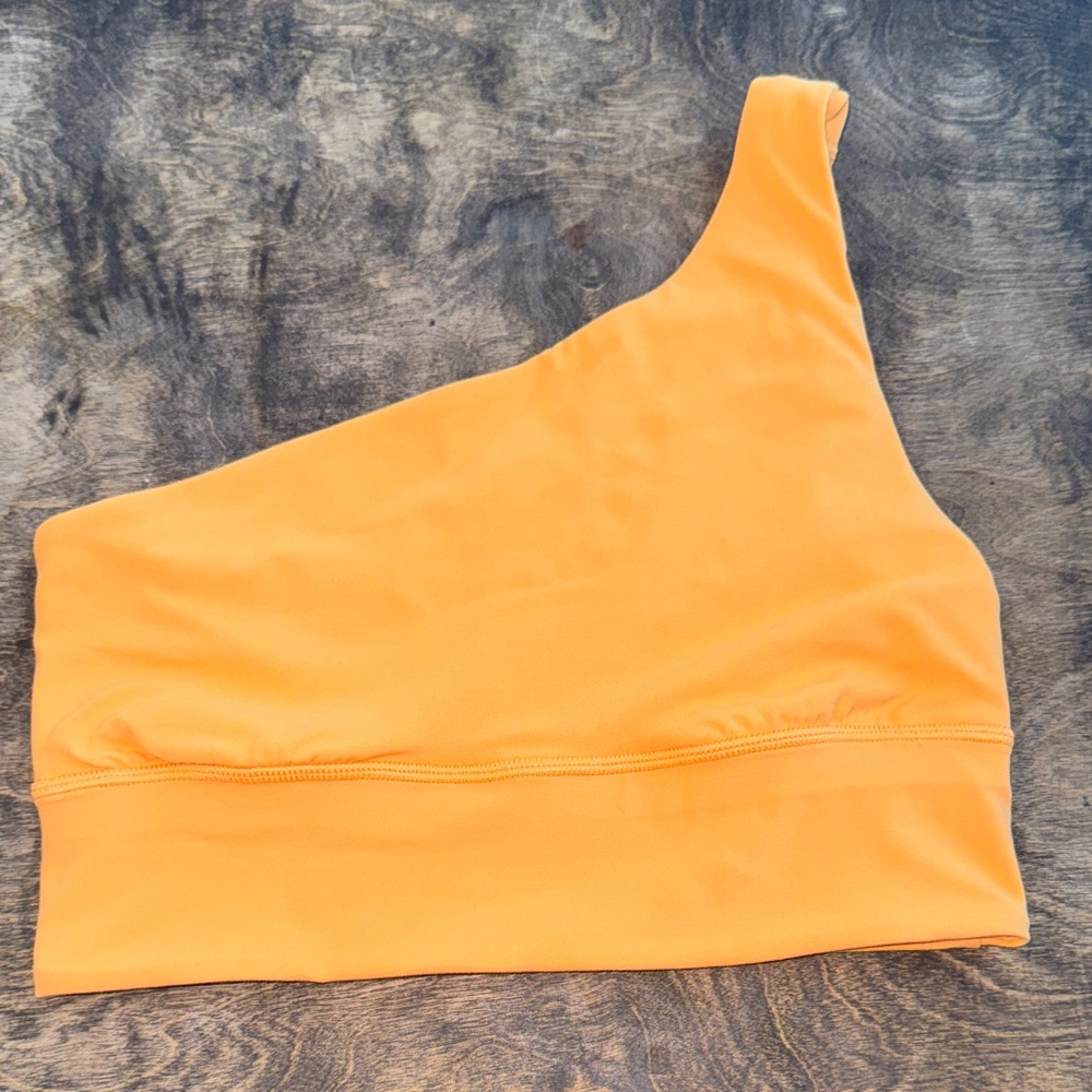 Orange One-Shoulder Lulu sports bra